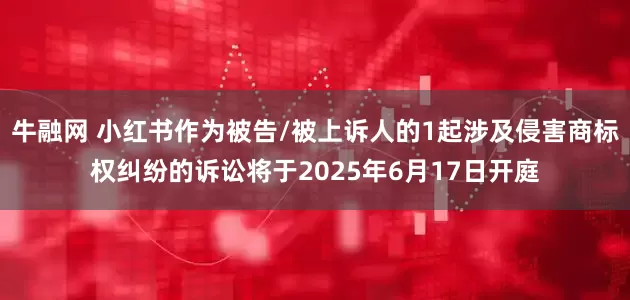 牛融网 小红书作为被告/被上诉人的1起涉及侵害商标权纠纷的诉讼将于2025年6月17日开庭
